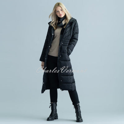 Marble 2 in 1 Long Length Hooded Quilted Coat – style 6399-101 (Black)