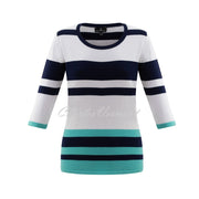 Marble Striped Sweater - Style 6503-163 (Aqua Blue / Navy / White)