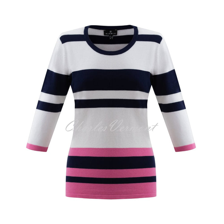 Marble Striped Sweater - Style 6503-194 (Pink / Navy / White)
