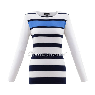 Marble Striped Sweater - Style 6507-190 (Mid Blue / White / Navy)