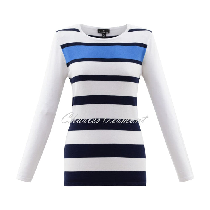 Marble Striped Sweater - Style 6507-190 (Mid Blue / White / Navy)